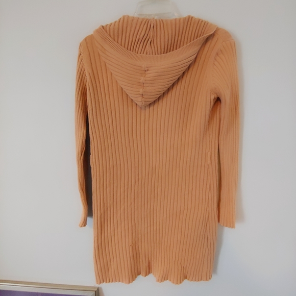Vintage Blue Asphalt Tan Ribbed Hooded Button Sweater/Duster. - Picture 1 of 10